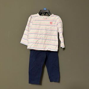 Little Me Pastel Striped Baby Shirt and Pants 12 months